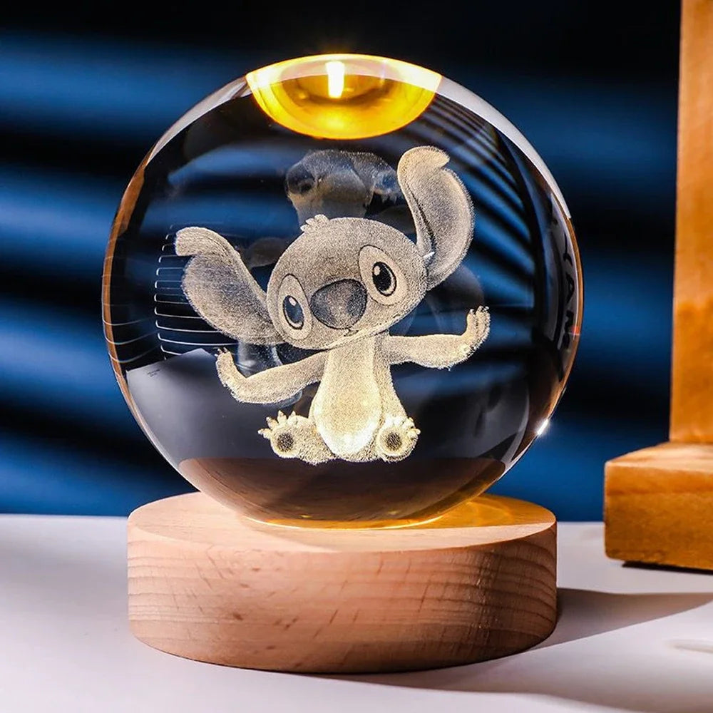 Pokemon Night Light – 3D Glass Ball Lamp with Pikachu, Gengar & Mewtwo LED - ZOOMNSTORE