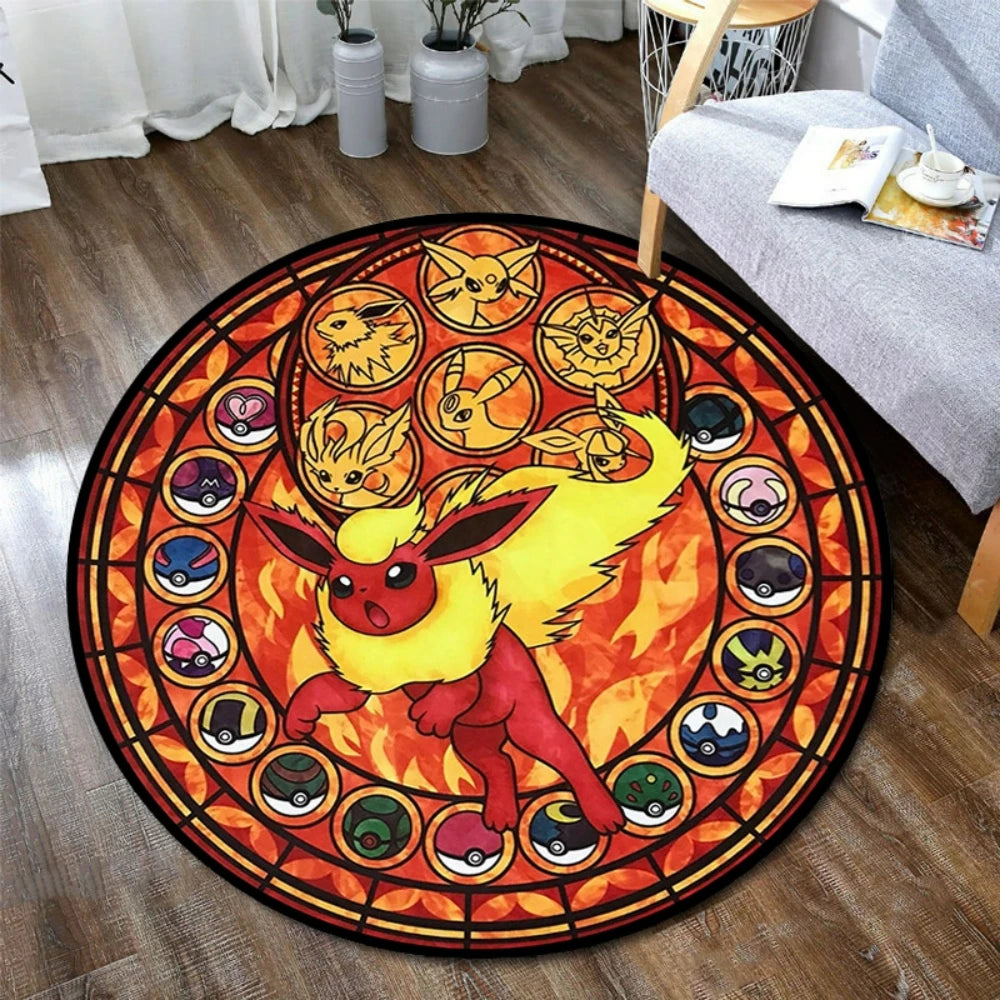 Pokemon Sylveon Round Rug - Elegant Floor Mat for Living Room and Gaming Chair Decor - ZOOMNSTORE