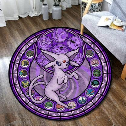 Pokemon Sylveon Round Rug - Elegant Floor Mat for Living Room and Gaming Chair Decor - ZOOMNSTORE