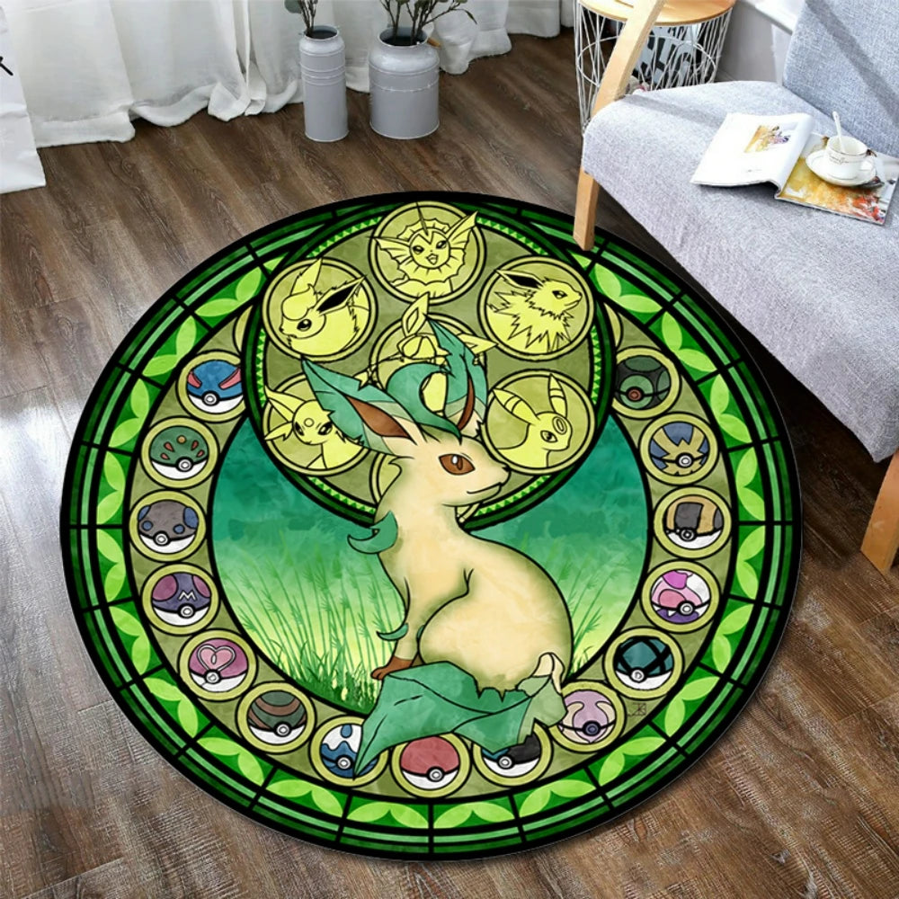 Pokemon Sylveon Round Rug - Elegant Floor Mat for Living Room and Gaming Chair Decor - ZOOMNSTORE