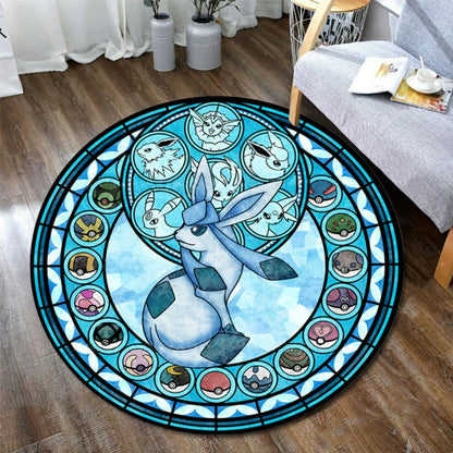 Pokemon Sylveon Round Rug - Elegant Floor Mat for Living Room and Gaming Chair Decor - ZOOMNSTORE