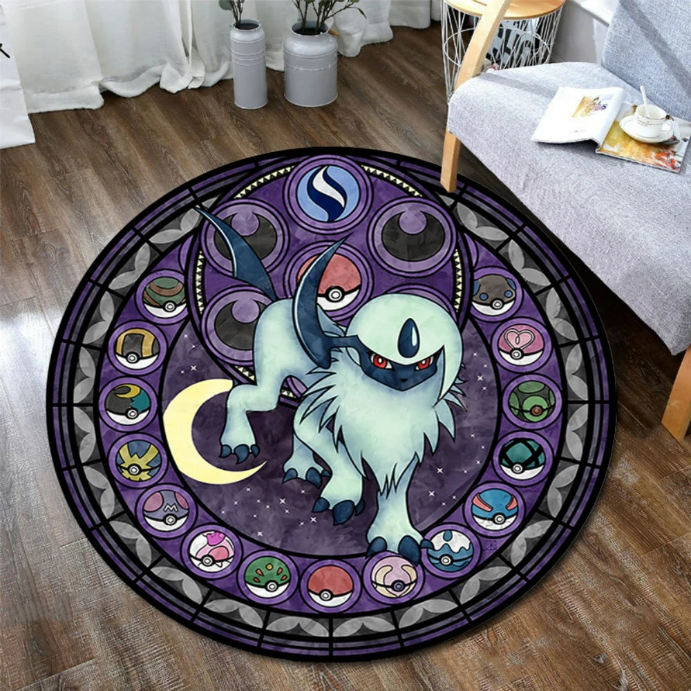 Pokemon Sylveon Round Rug - Elegant Floor Mat for Living Room and Gaming Chair Decor - ZOOMNSTORE