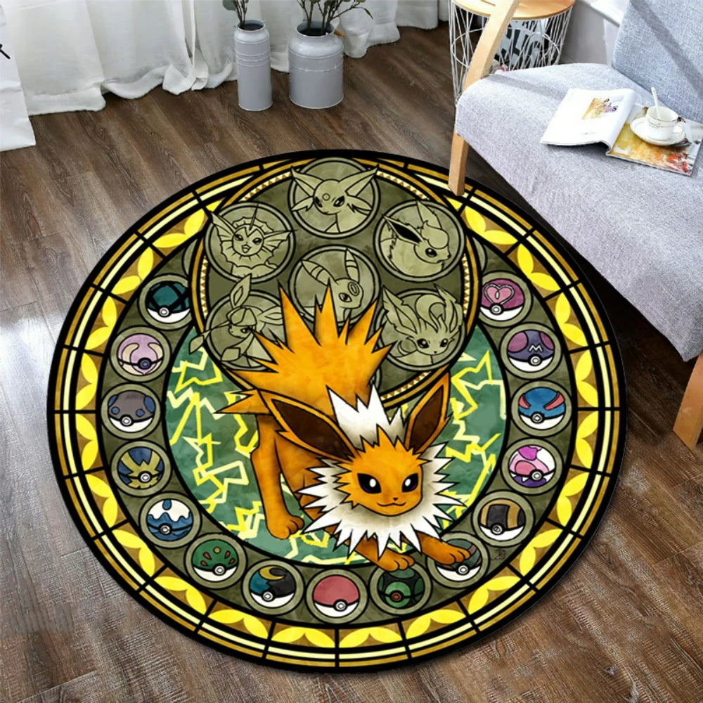 Pokemon Sylveon Round Rug - Elegant Floor Mat for Living Room and Gaming Chair Decor - ZOOMNSTORE