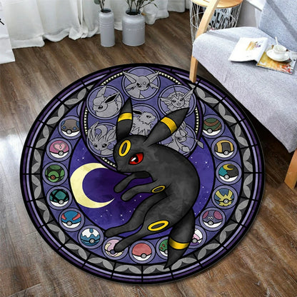 Pokemon Sylveon Round Rug - Elegant Floor Mat for Living Room and Gaming Chair Decor - ZOOMNSTORE