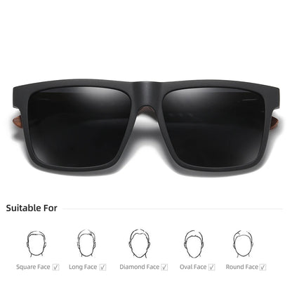 Polarized Bamboo Sunglasses – Men’s Black Wooden Shades with UV400 Lenses - ZOOMNSTORE