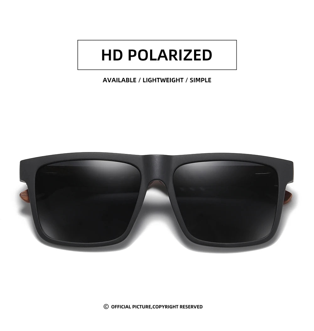Polarized Bamboo Sunglasses – Men’s Black Wooden Shades with UV400 Lenses - ZOOMNSTORE