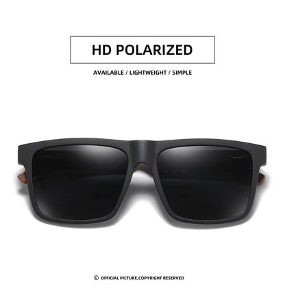 Polarized Bamboo Sunglasses – Men’s Black Wooden Shades with UV400 Lenses - ZOOMNSTORE