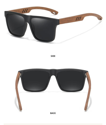 Polarized Bamboo Sunglasses – Men’s Black Wooden Shades with UV400 Lenses - ZOOMNSTORE