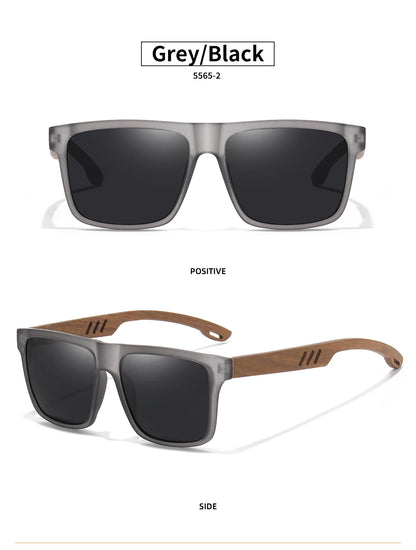 Polarized Bamboo Sunglasses – Men’s Black Wooden Shades with UV400 Lenses - ZOOMNSTORE