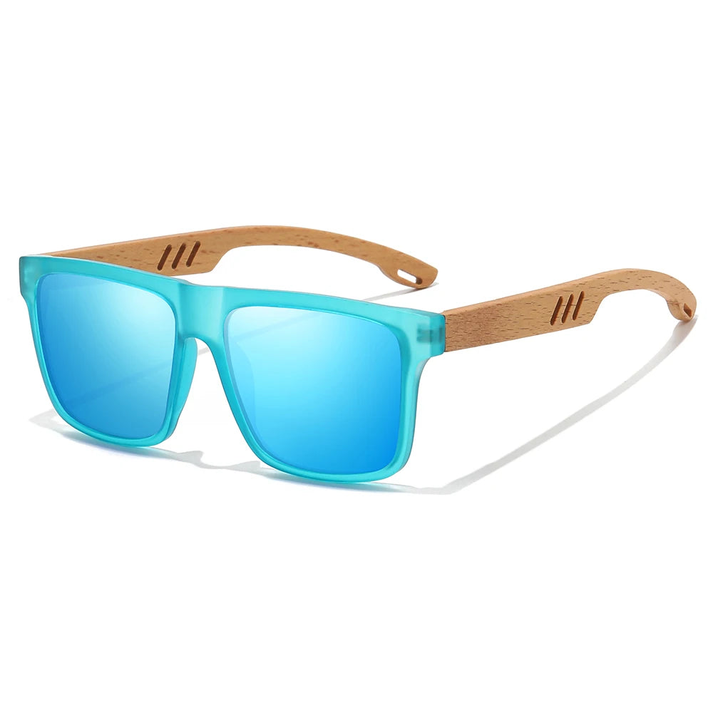 Polarized Bamboo Sunglasses – Men’s Black Wooden Shades with UV400 Lenses - ZOOMNSTORE