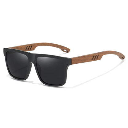 Polarized Bamboo Sunglasses – Men’s Black Wooden Shades with UV400 Lenses - ZOOMNSTORE