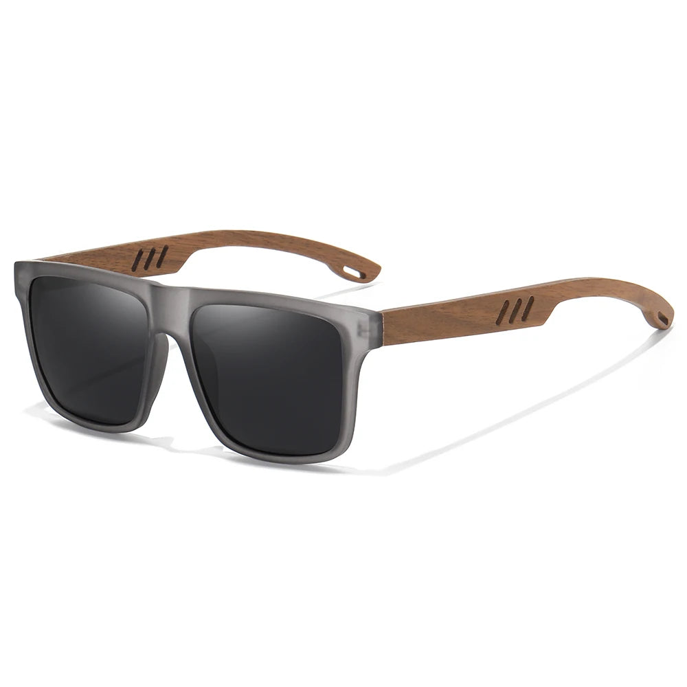 Polarized Bamboo Sunglasses – Men’s Black Wooden Shades with UV400 Lenses - ZOOMNSTORE