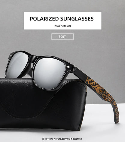 Polarized Men's Sunglasses - Wooden Bamboo Oval Frame UV400 Lenses Outdoor Sports Eyewear - ZOOMNSTORE