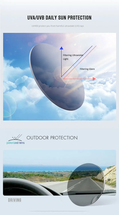 Polarized Photochromic Sunglasses - Men's Square Oversized UV400 Fashion Shades - ZOOMNSTORE