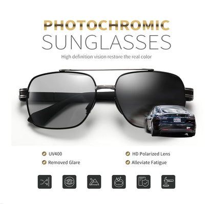 Polarized Photochromic Sunglasses – UV400 Protection Unisex Driving Glasses with Chameleon Lens - ZOOMNSTORE