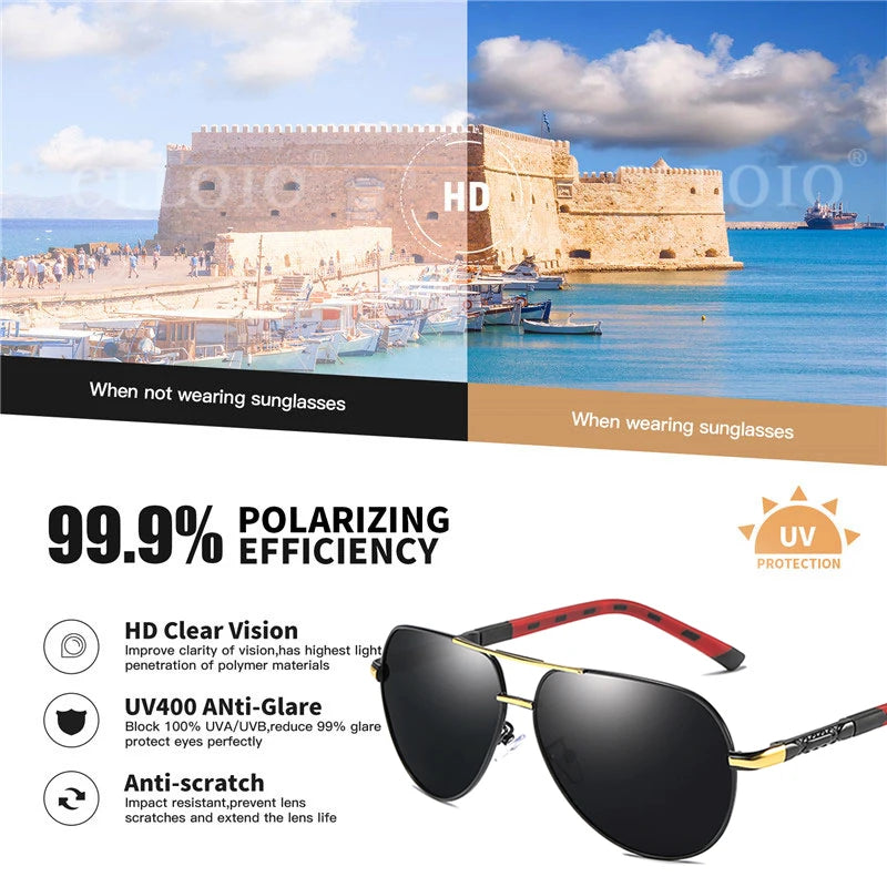 Polarized Pilot Sunglasses - Men's Driving Glasses with Aluminum Frame, UV400 Protection - ZOOMNSTORE