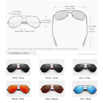Polarized Pilot Sunglasses - Men's Driving Glasses with Aluminum Frame, UV400 Protection - ZOOMNSTORE
