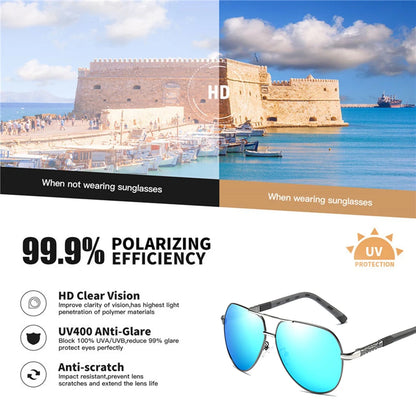 Polarized Pilot Sunglasses - Men's Driving Glasses with Aluminum Frame, UV400 Protection - ZOOMNSTORE