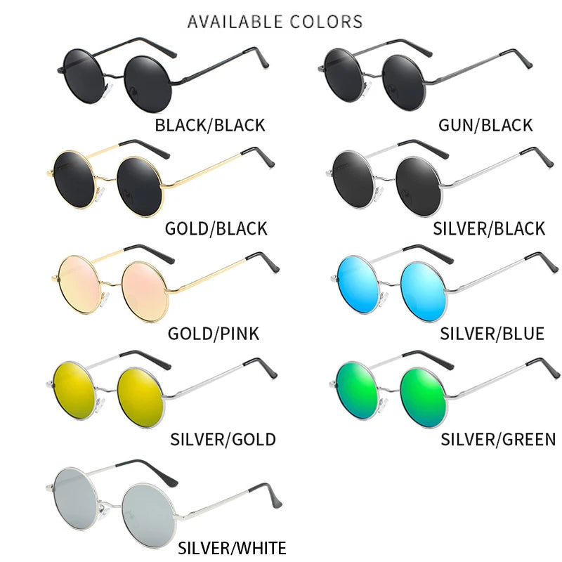 Polarized Round Sunglasses - Retro Metal Frame UV400 Protection Glasses for Driving & Fishing - ZOOMNSTORE