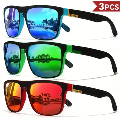 Polarized Square Sunglasses - 3PCS Fashion Glasses for Men  Women Outdoor Sports  Travel - ZOOMNSTORE