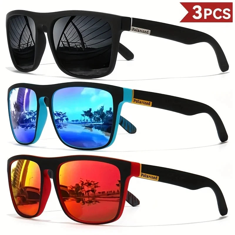 Polarized Square Sunglasses - 3PCS Fashion Glasses for Men  Women Outdoor Sports  Travel - ZOOMNSTORE