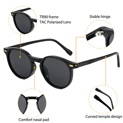 Polarized Sunglasses Men - HBK Oval TR90 Frame Fashion Sun Glasses UV400 Protection - ZOOMNSTORE