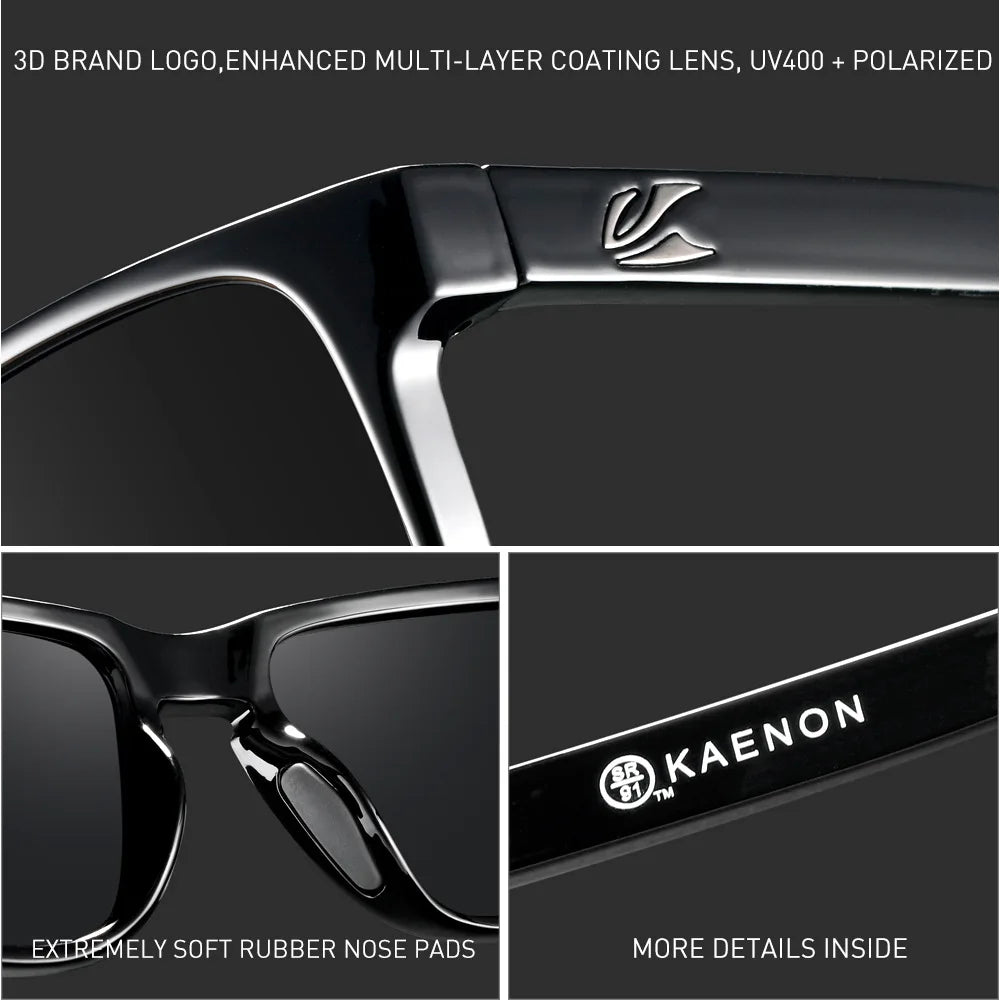 Polarized Sunglasses Men - KAENON Square Frame Classic Sport Glasses UV400 Protection - ZOOMNSTORE