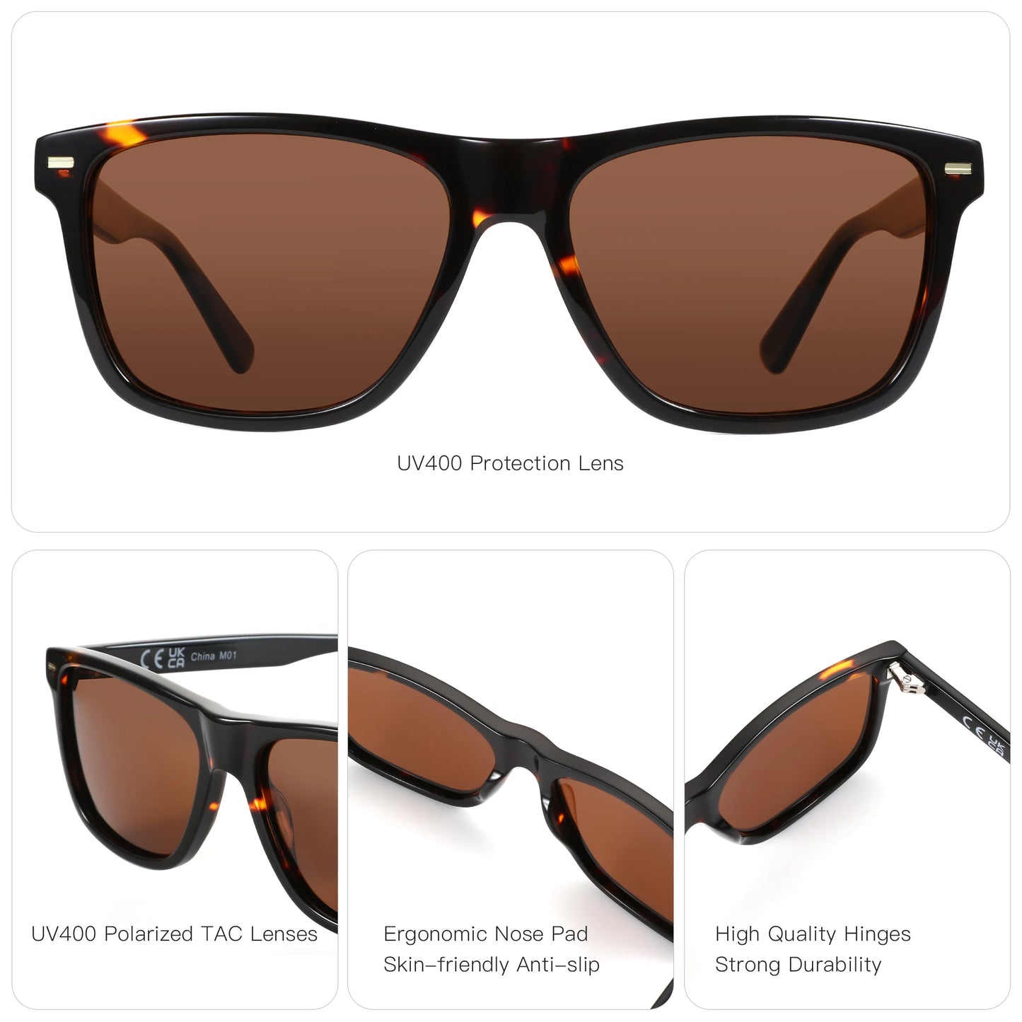 Polarized Sunglasses - UV400 Protection Acetate Frame Square Shades for Men & Women - ZOOMNSTORE