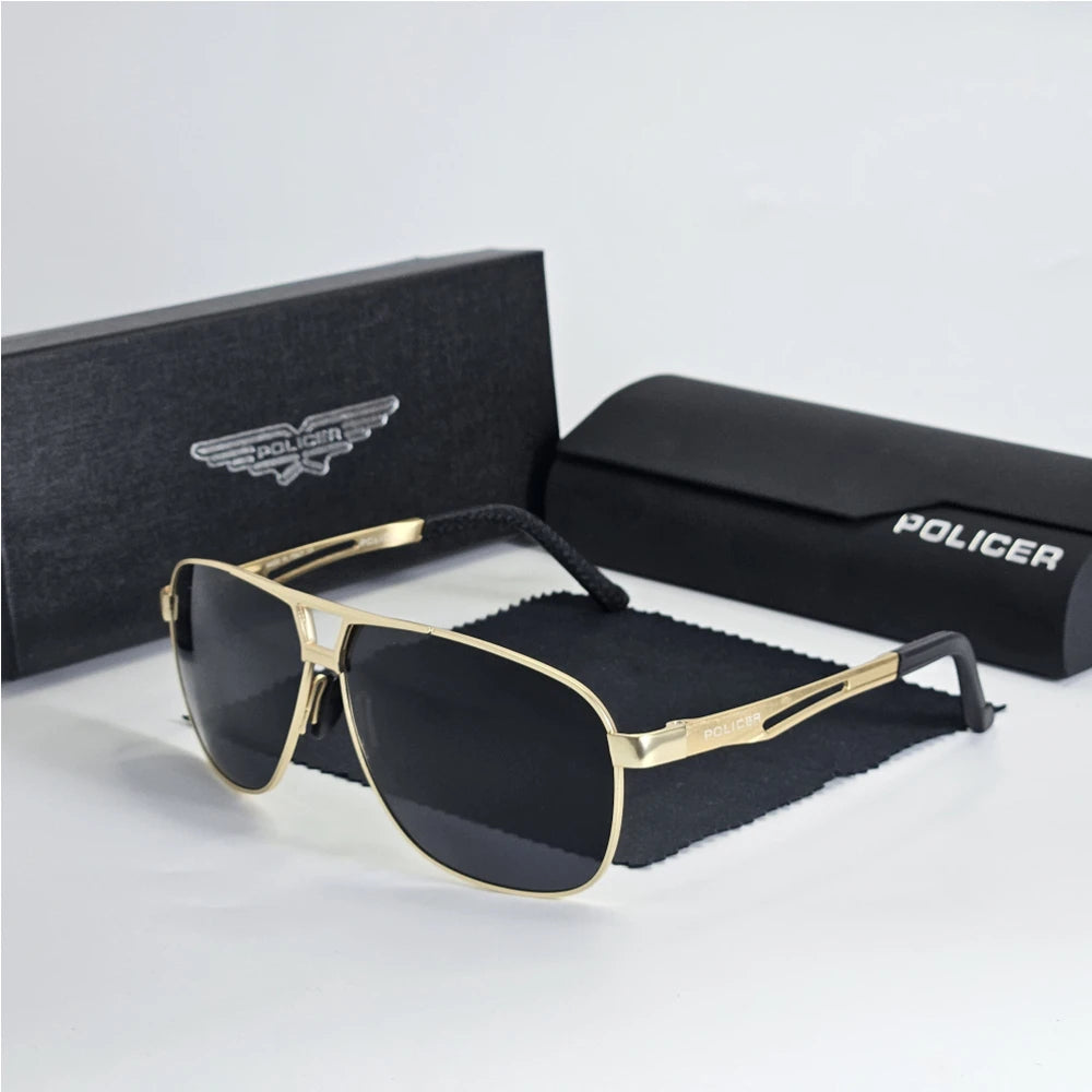 Policer Mens Polarized Sunglasses - Classic Pilot Goggles with UV 400 Protection - ZOOMNSTORE
