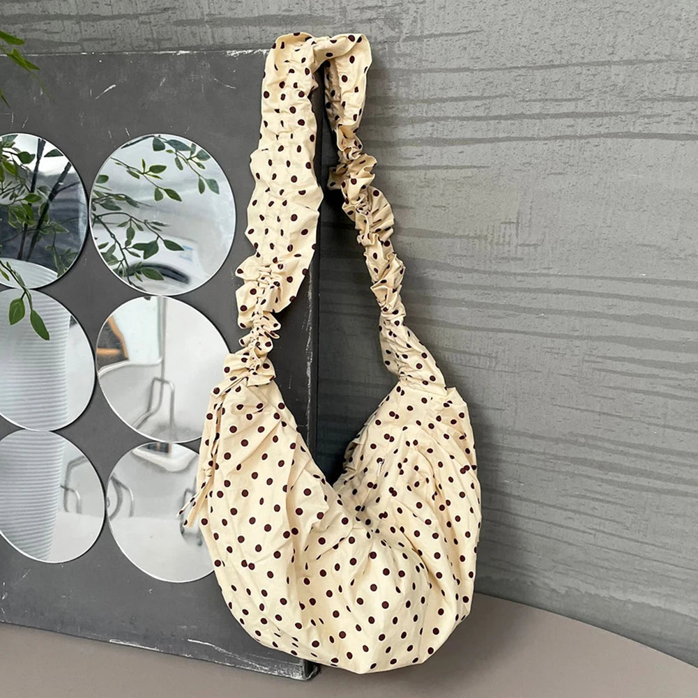Polka Dot Hobo Bag - Large Capacity Fashion Shoulder  Vintage Tote for Travel - ZOOMNSTORE