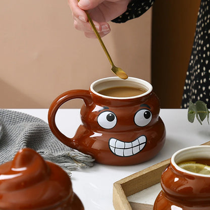 Poop Ceramic Cup - Creative Coffee Cup with Spoon | Naughty Prank Drinkware Mug - ZOOMNSTORE