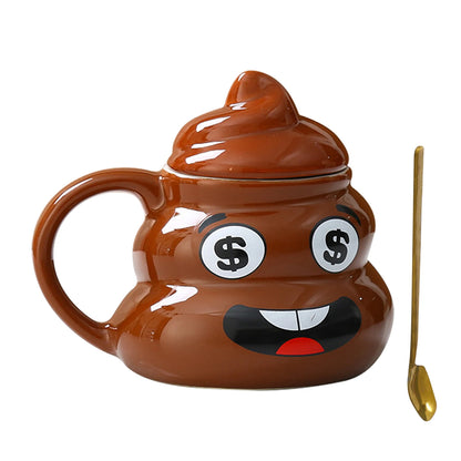 Poop Ceramic Cup - Creative Coffee Cup with Spoon | Naughty Prank Drinkware Mug - ZOOMNSTORE