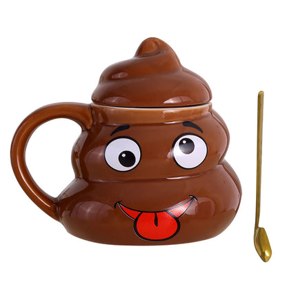 Poop Ceramic Cup - Creative Coffee Cup with Spoon | Naughty Prank Drinkware Mug - ZOOMNSTORE