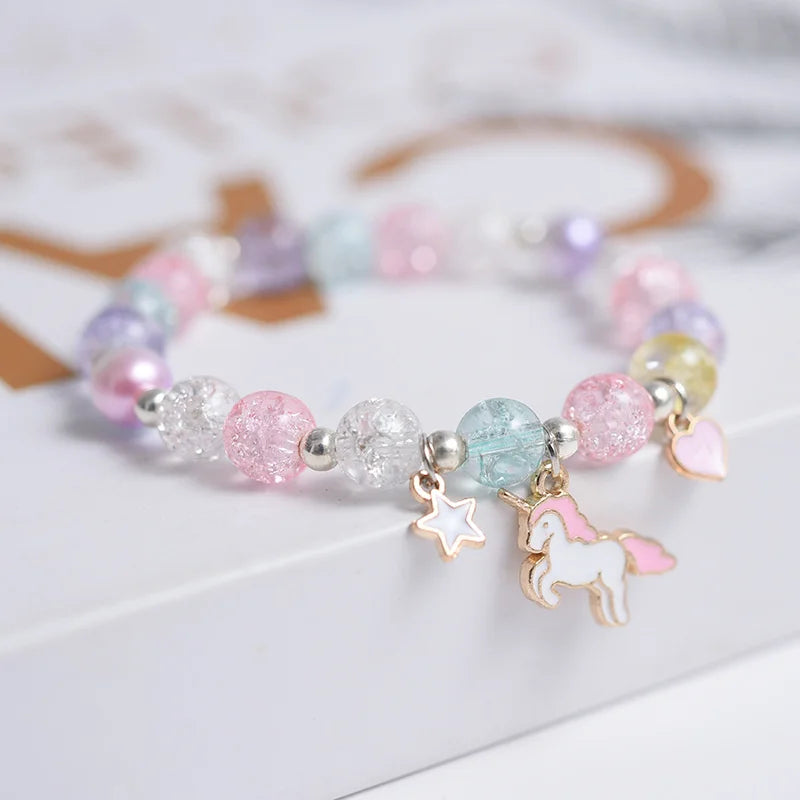 Cute Popcorn Beads Bracelet - Friendship Jewelry for Girls with Star Moon Cloud and Flower Accents - ZOOMNSTORE