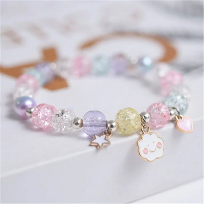 Cute Popcorn Beads Bracelet - Friendship Jewelry for Girls with Star Moon Cloud and Flower Accents - ZOOMNSTORE