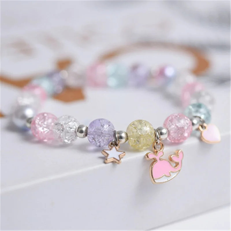 Cute Popcorn Beads Bracelet - Friendship Jewelry for Girls with Star Moon Cloud and Flower Accents - ZOOMNSTORE