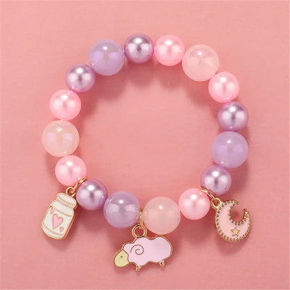 Cute Popcorn Beads Bracelet - Friendship Jewelry for Girls with Star Moon Cloud and Flower Accents - ZOOMNSTORE