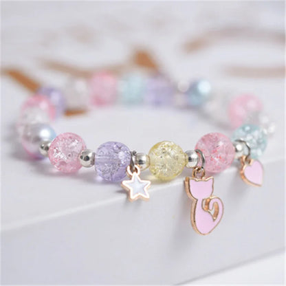 Cute Popcorn Beads Bracelet - Friendship Jewelry for Girls with Star Moon Cloud and Flower Accents - ZOOMNSTORE