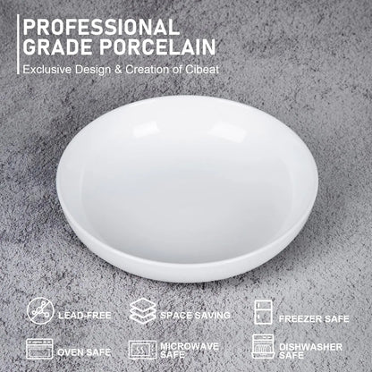 Porcelain Pasta Bowls Set - 22 Ounce Ceramic Serving Bowls 6 Pack Dishwasher Safe - ZOOMNSTORE