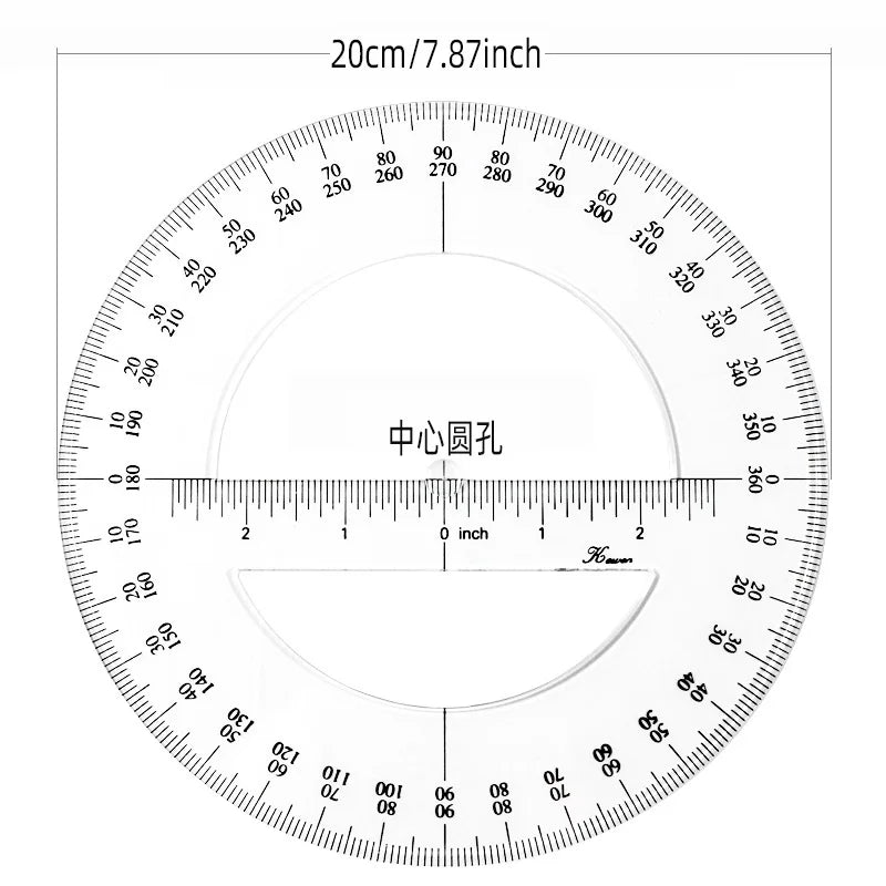 The Iatest Portable Diameter 10-20CM Plastic 360 Meter Goniometer Ruler Swing Arm, for School Office Supplies - ZOOMNSTORE