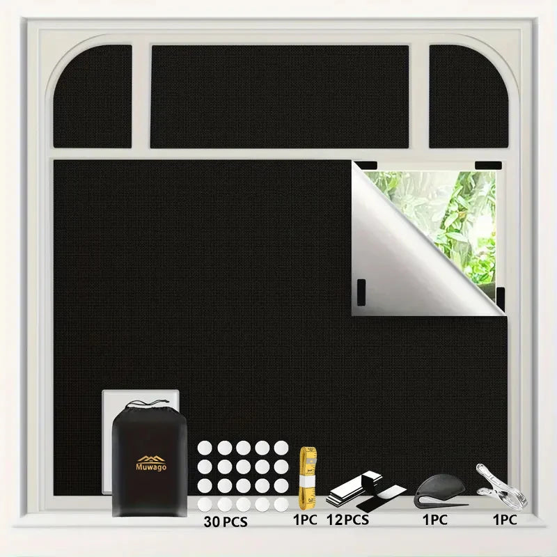 100% Blackout Curtain Removable Portable Travel Blocking Darkest Window Film Cloth Temporary DIY No Drill Blackout Curtains - ZOOMNSTORE