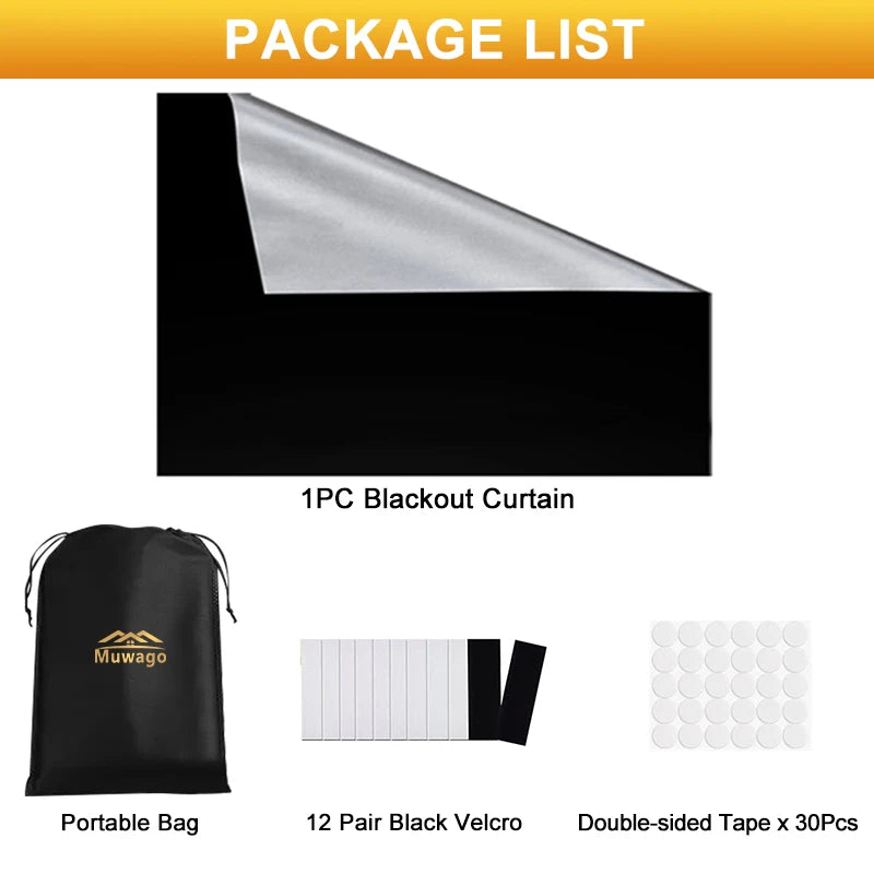 100% Blackout Curtain Removable Portable Travel Blocking Darkest Window Film Cloth Temporary DIY No Drill Blackout Curtains - ZOOMNSTORE