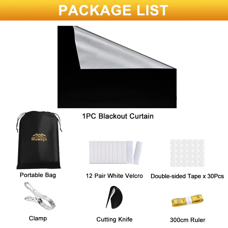 100% Blackout Curtain Removable Portable Travel Blocking Darkest Window Film Cloth Temporary DIY No Drill Blackout Curtains - ZOOMNSTORE