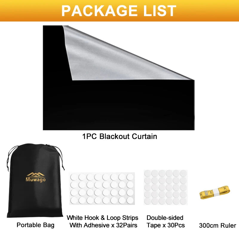 100% Blackout Curtain Removable Portable Travel Blocking Darkest Window Film Cloth Temporary DIY No Drill Blackout Curtains - ZOOMNSTORE