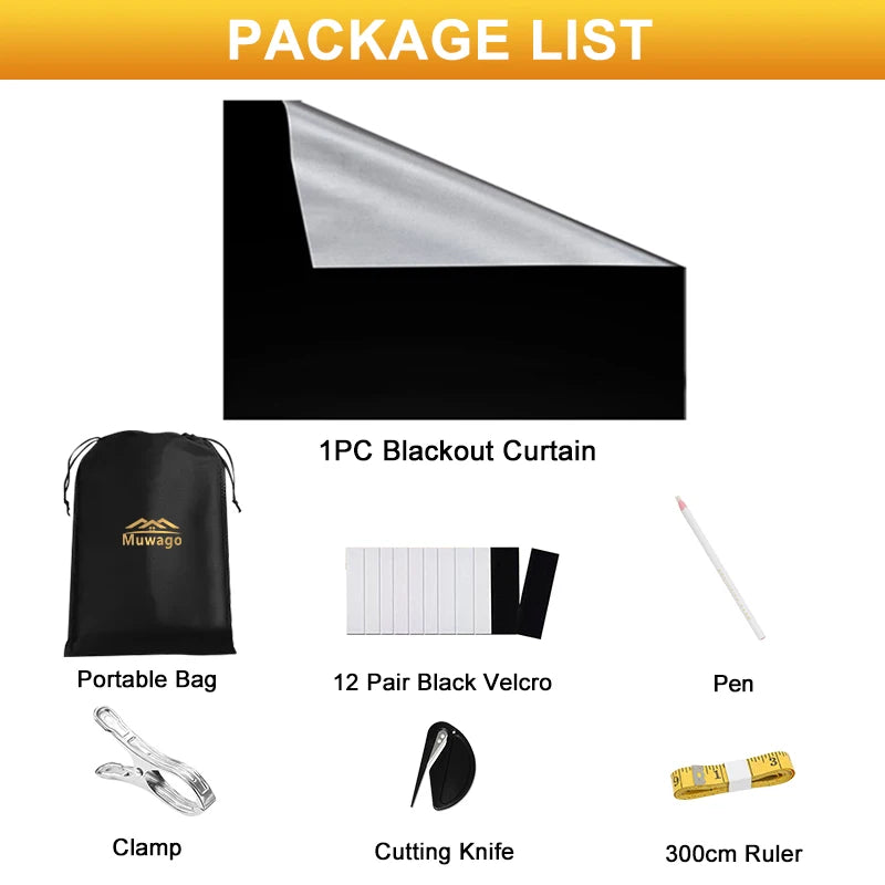 100% Blackout Curtain Removable Portable Travel Blocking Darkest Window Film Cloth Temporary DIY No Drill Blackout Curtains - ZOOMNSTORE