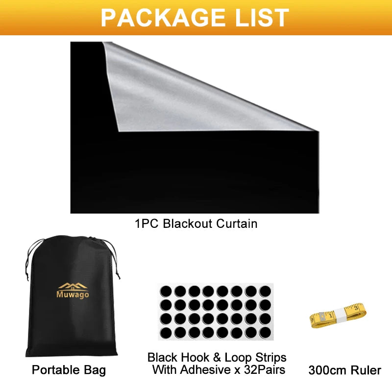 100% Blackout Curtain Removable Portable Travel Blocking Darkest Window Film Cloth Temporary DIY No Drill Blackout Curtains - ZOOMNSTORE