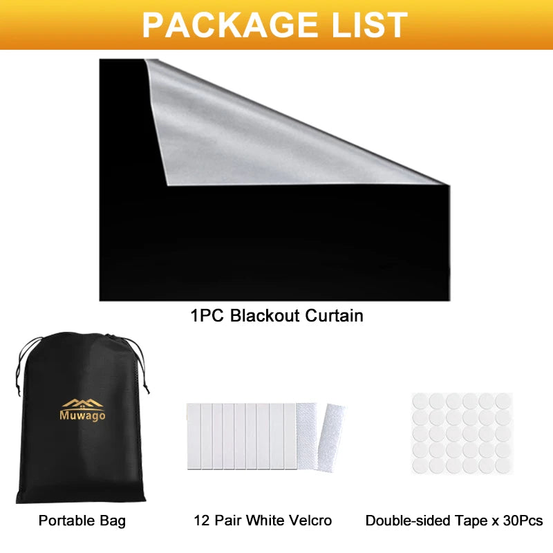 100% Blackout Curtain Removable Portable Travel Blocking Darkest Window Film Cloth Temporary DIY No Drill Blackout Curtains - ZOOMNSTORE