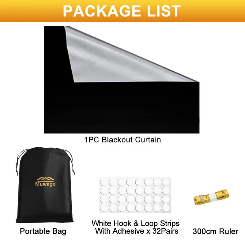 100% Blackout Curtain Removable Portable Travel Blocking Darkest Window Film Cloth Temporary DIY No Drill Blackout Curtains - ZOOMNSTORE