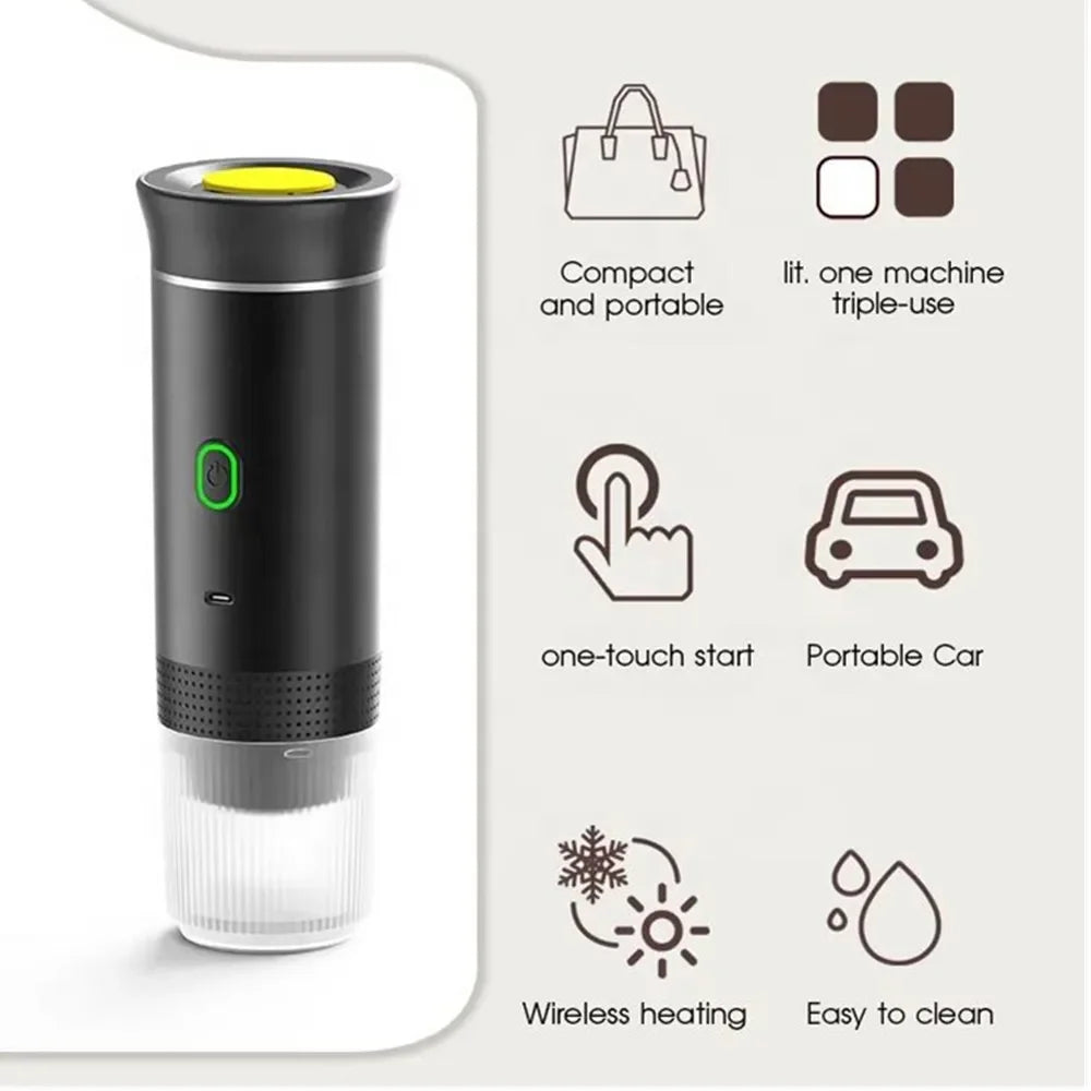 Portable 3-in-1 Wireless Espresso Coffee Maker for Car  Home - ZOOMNSTORE