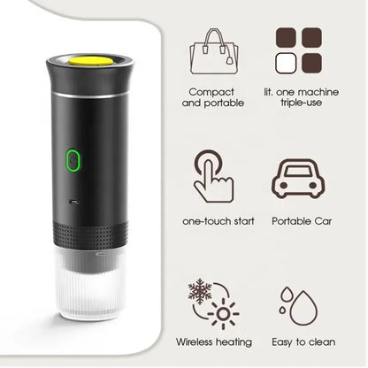 Portable 3-in-1 Wireless Espresso Coffee Maker for Car  Home - ZOOMNSTORE